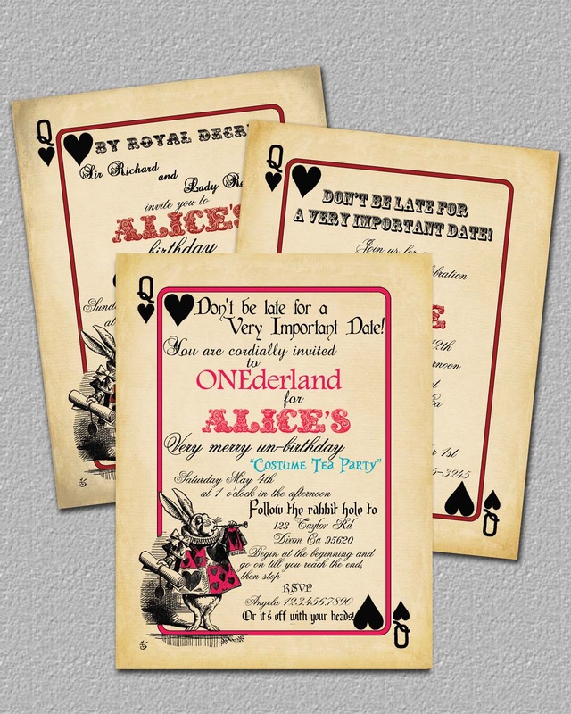 Alice In Wonderland Unbirthday Birthday Tea Party Invitation Card